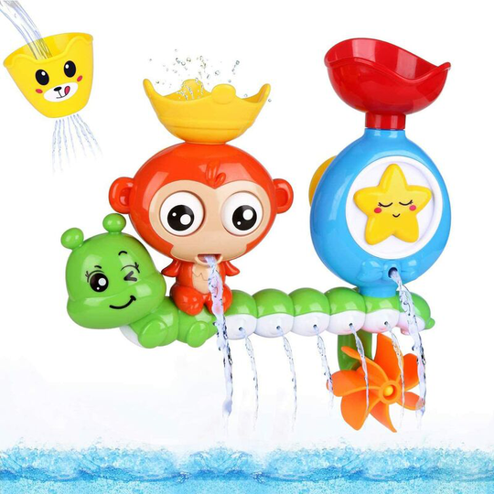 Bath Toy, Interactive Waterfall Baby Bath Toy, Baby Bath Toys for Bathtub Pool Game Monkey Water Toys Shower Toys bathly Toy with Cup for and Kids