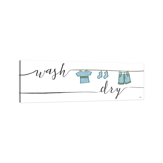 Wash and Dry II by Veronique Charron - Wrapped Canvas Panoramic Typography