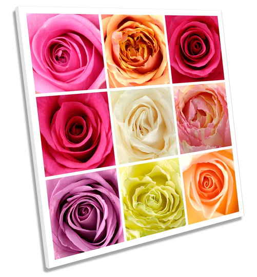 Rose Flower Floral Collage - Wrapped Canvas Painting