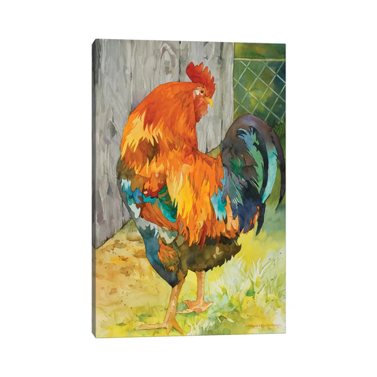 Rooster Pen by Annelein Beukenkamp - Wrapped Canvas Painting
