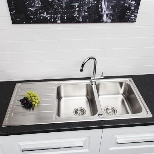 Sauber Prima Stainless Steel Inset Double Kitchen Sink & Drainer