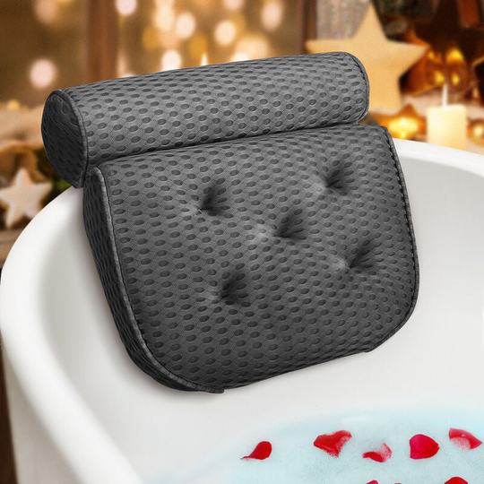Bathtub Pillow Relaxing Bathroom Spa Head Neck Rest Comfort Cushion Grey