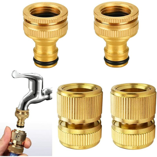 Garden hose connector set of 4 Quick Connect Garden hose connector brass Garden hose connector brass faucet hose fittings 1/2 and 3/4 male thread