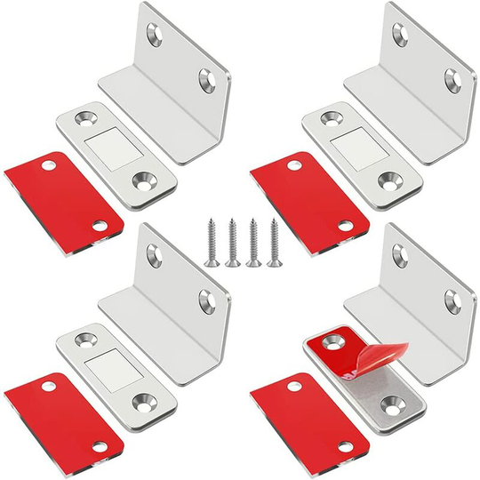 Sunflowergb - Cabinet Door Magnet Set of 4 Ultra Thin Magnetic Latch Strong Cabinet Magnet for Drawer Door Closer, Cabinet, Furniture, Silver