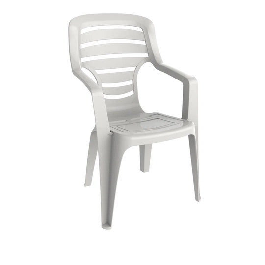 Resol Pireo Plastic Garden Dining Armchairs - 55Cm - White - Pack Of 4