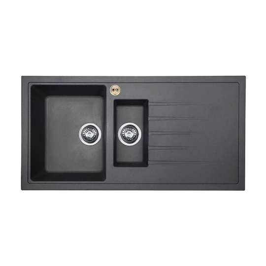 Bristan - Gallery Quartz Easyfit 1.5 Bowl Kitchen Sink rh Drainer 1000mm l x 500mm w - Midnight Grey