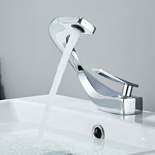 Swyeoot - Elegant Design Basin Mixer Tap, Chrome Bathroom Faucet, Single Hole Basin Faucet, Brass