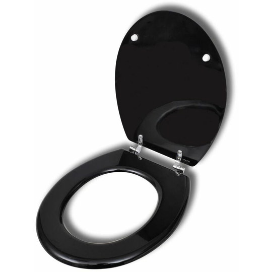 Wc Toilet Seat mdf Hard Close Lid Simple Design Black VD03714 - Hommoo