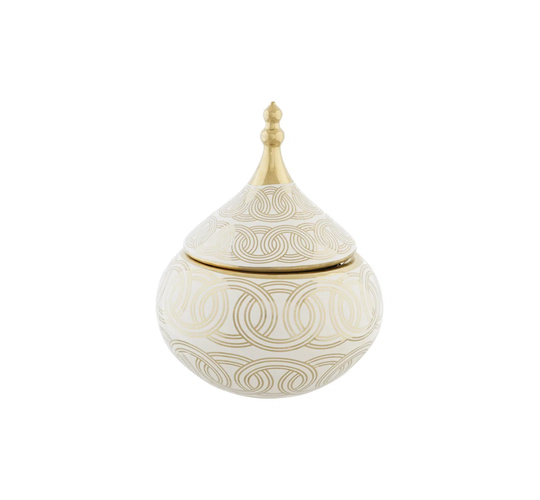 Boxrah White/Golden 22Cm Porcelain Table Vase
