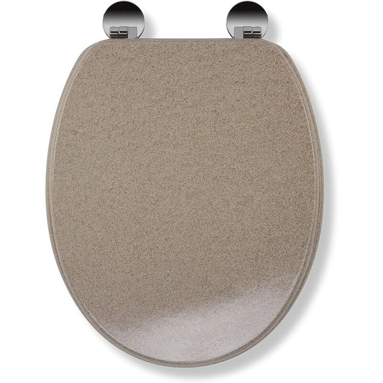 Flexi-Fix Dorney Top & Bottom Fix Toilet Seat, Sandstone Effect - Croydex