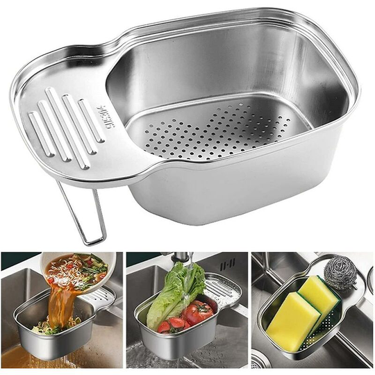 Kitchen sink filter basket, multi-function corner sink filter screen, food collector, trash can, stainless steel drainage basket