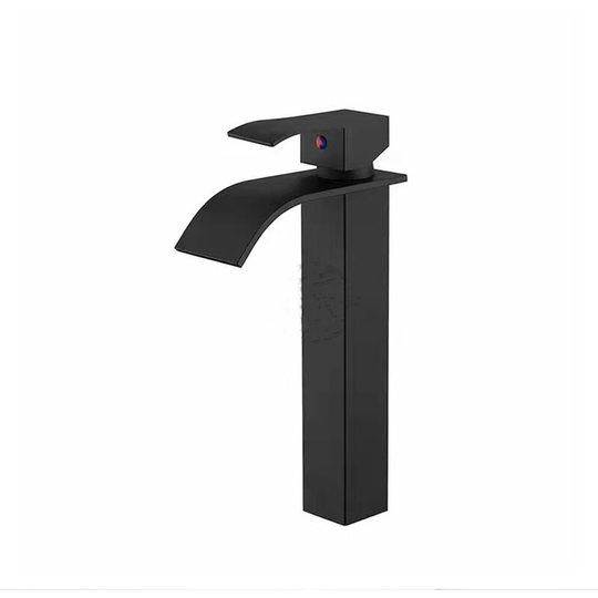 Perlerare - Modern black basin faucet high waterfall spout black faucet black brass faucet