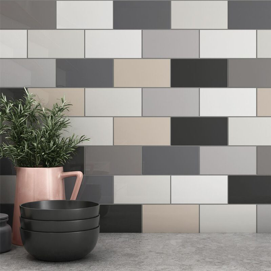 RAK Subway Metro Light Grey Glossy Ceramic Tiles Smooth Bathroom Kitchen 100x300 - Grey