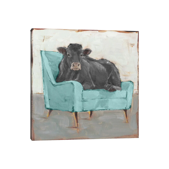 Moo-Ving in IV - Black by Ethan Harper - Wrapped Canvas Painting