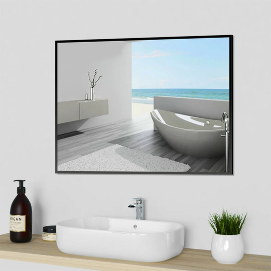 800x600Modern Black Frame Mirror Bathroom Badroom Mirror Wall Hanging Hallway