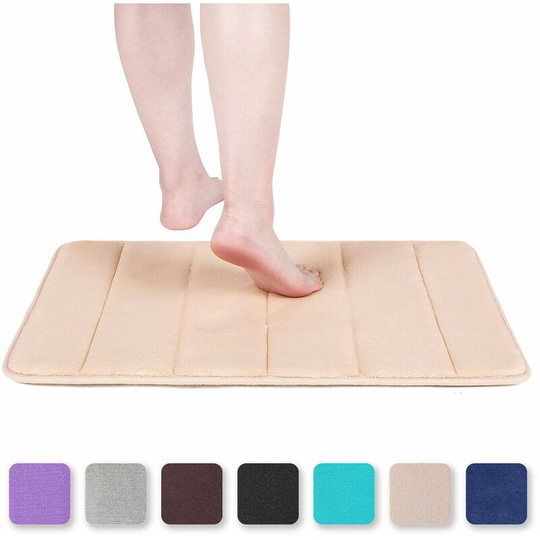Memory Foam Bath Mat Absorbent Non-Slip Bath Mat Washable Bath Mat - 40 x 60 cm, Beige Soekavia