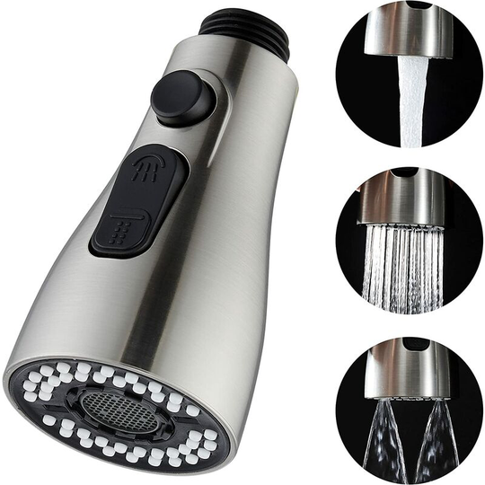 Kitchen Faucet Sprayer Head Replacement - Pull Down Faucet Spray Head, Pull Out Faucet Sprayer Nozzle, 3 Function Kitchen Tap Spray Spout Part, Only