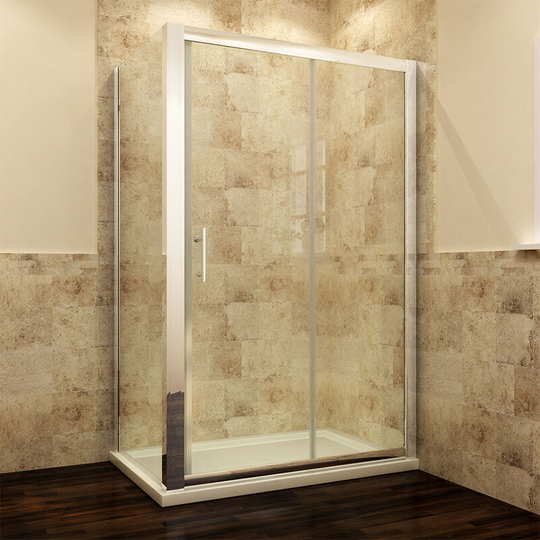 1100mm Easy Clean Sliding Shower Enclosure and 800mm Bathroom Glass Panel 6mm Safety Tempered Glass Shower Cubicle with 1100x800mm Shower Tray and