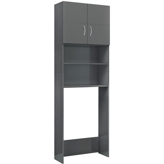 Washing Machine Cabinet High Gloss Grey 64x25.5x190 cm Engineered Wood Vidaxl high gloss grey