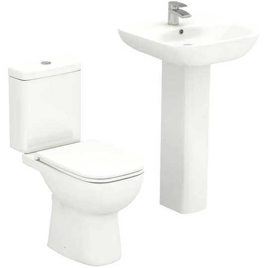 Forth 520mm Full Pedestal Basin and Toilet Suite - White