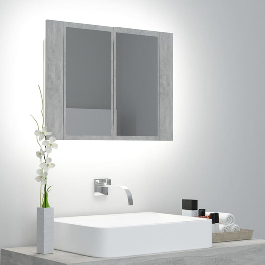 Led Bathroom Mirror Cabinet Concrete,60x12x45cm,Grey