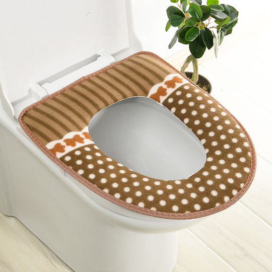 BR-Life 2 pcs Bathroom Toilet Seat Cover Soft Washable Corduroy Cushion Toilet Seat Pad Super Warm Mat