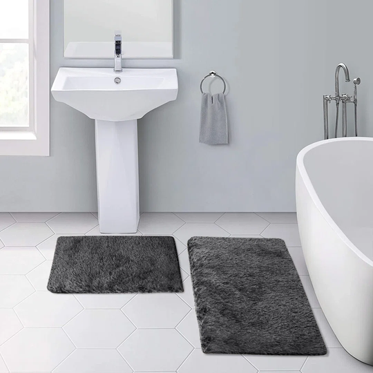 Louca 2 Piece Rectangle Bath Mat Set