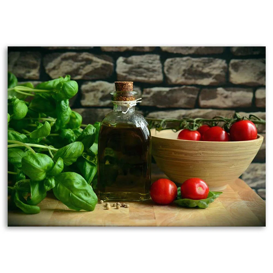 Canvas Print Herbs Oil Tomatoes
