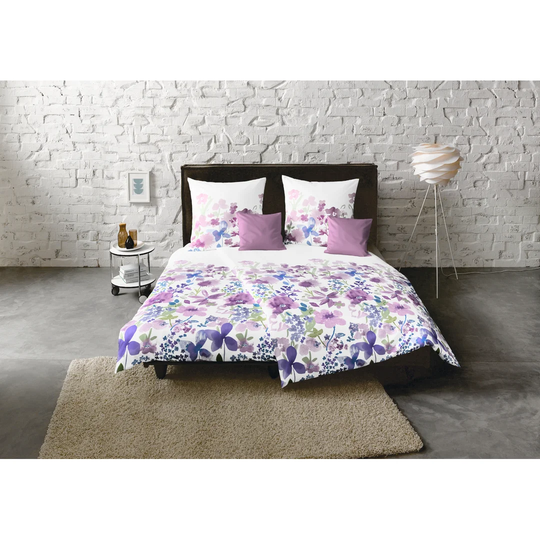 Milano White/Purple 205 TC 2 Piece Duvet Cover Set