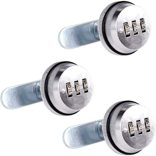 Combination Cam - 2 cm/0.79 Inch Bolt Zinc Alloy Password Security Locks Bright Chrome Code for Case Cabinet (3 Products)