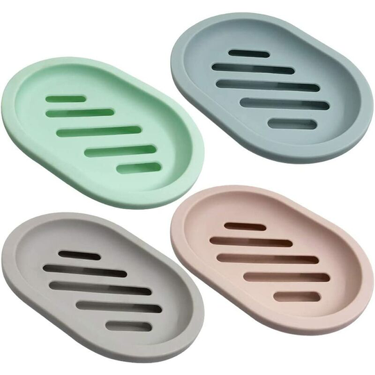 Sunflowergb - 4 Pieces Soap Dish Holder for Shower Soap Box, Soap Saver Case Holder with Drain for Bathroom Countertop, Shower,Keep Soap Dry and Clean