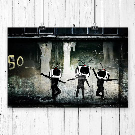 "TV Heads Graffiti Wall Art" Wall Art