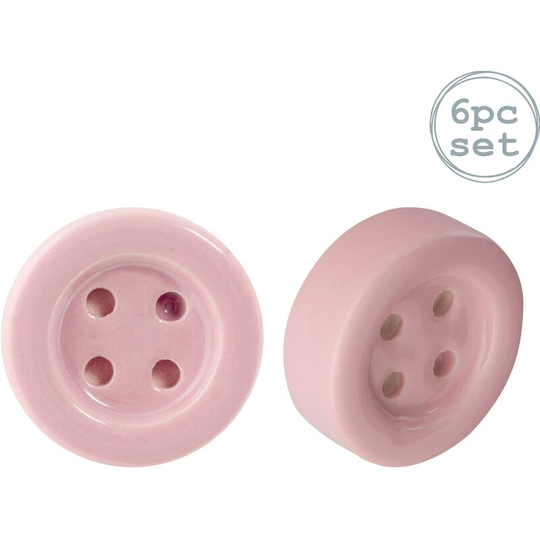 Ceramic Cabinet Knobs - Pink Button - Pack of 6 - Nicola Spring