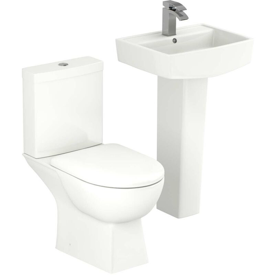 Ailsa 500mm Full Pedestal Basin and Toilet Suite - White