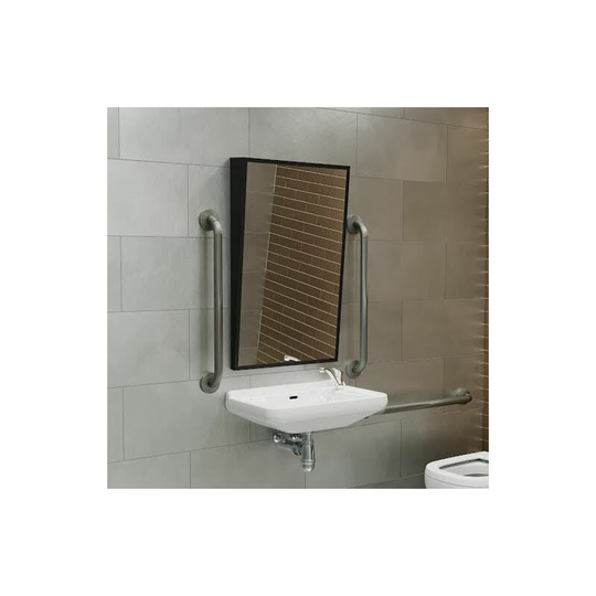 Modern Wall Mounted Bathroom Mirror Rectangular Angled Black Framed 500 x 800mm - Black