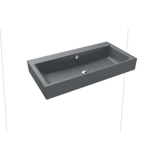 Cold Grey Steel Enamel Rectangular Bathroom Sink with Overflow