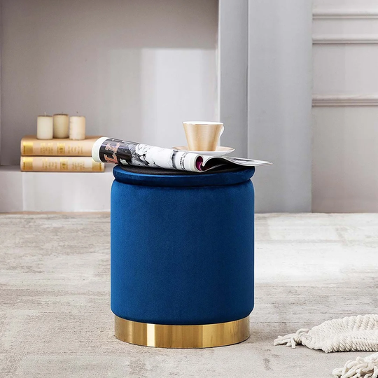 Trevor 31.5Cm Wide Velvet Tufted Round Storage Ottoman
