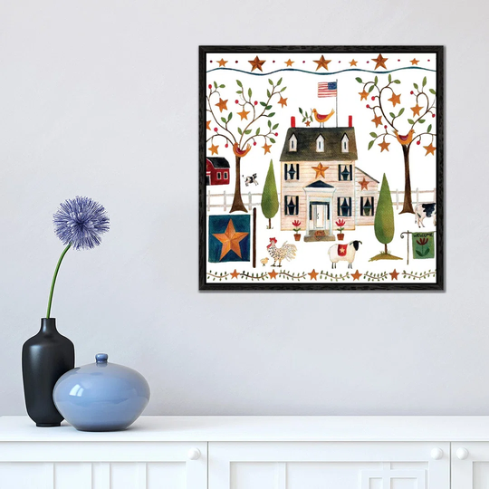 Star Quilt Bird Farm by Cheryl Bartley - Painting on Canvas