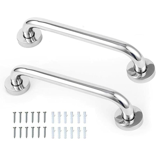 2 Pack 30cm Stainless Steel Non-Slip Handles for Bathroom Bathtub Shower Suitable for Elderly and Children