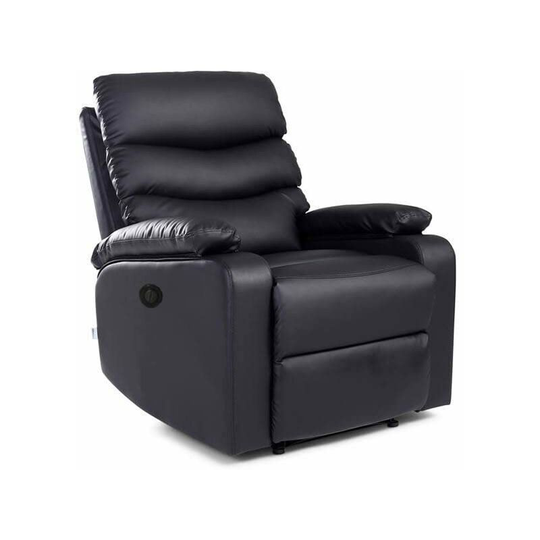 Tulsa Armchair Electric Recliner Armchair Sofa Lounge Bonded Leather Chair in Black - Black