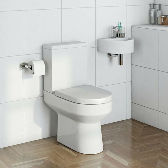 Wharfe cloakroom suite with contemporary wall hung basin 310mm - White - Orchard