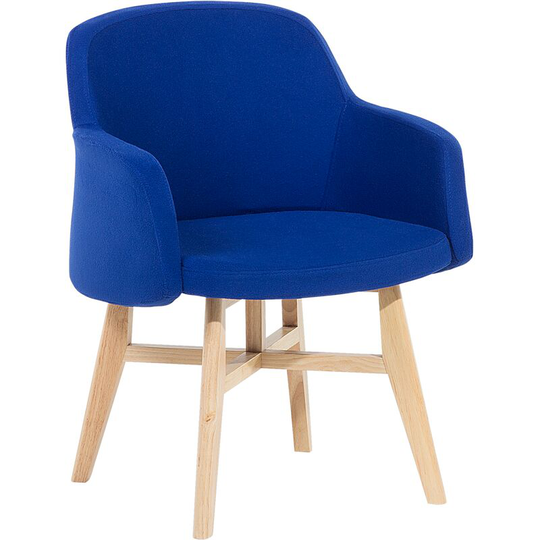 Beliani - Modern Fabric Armchair Dark Blue Polyester Upholstery Solid Wood Legs Ystad - Blue
