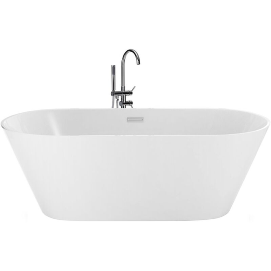 Beliani - Modern Freestanding Bathtub Acrylic Oval Overflow System 150 cm White Havana - White
