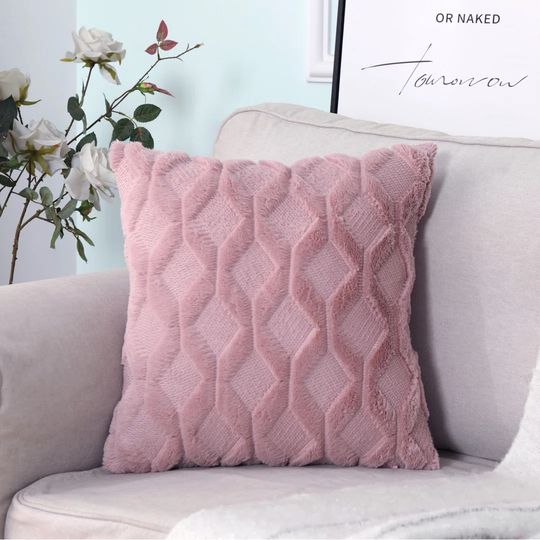 Fluffy Plush Geo Square Cushion Covers 45x45cm