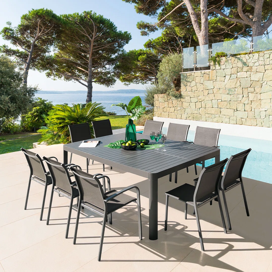 Paradize Graphite Grey Square Extending Garden Table