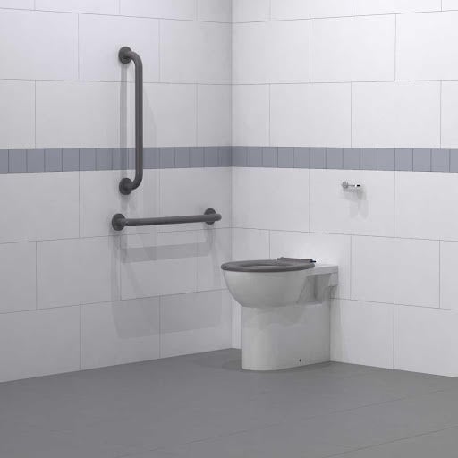 Nymas NymaCARE Back to Wall Ambulant Doc M Toilet Pack with Grey Concealed Fixings Grab Rails