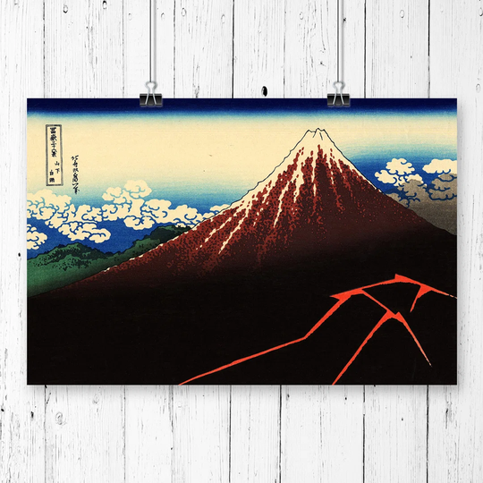 "Japanese Oriental Lightnings Below the Summit" by Hokusai Graphic Art