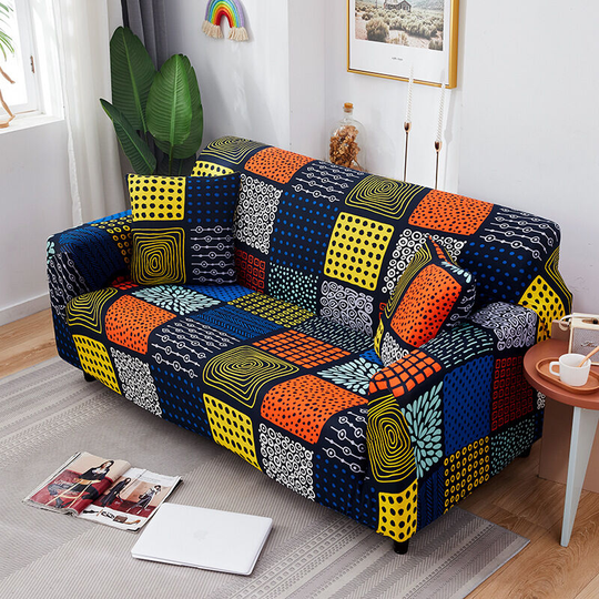 Stretch Sofa Cover Printed Couch Covers Armchair Covers for Sofa Couch Cushions Elastic Universal Furniture Protector with 1 Pillowcase, Anti-Cat