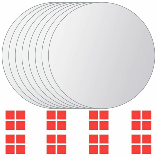 8 pcs Mirror Tiles Round Glass - Hommoo