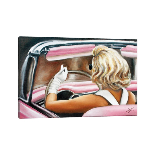 Pink Cadillac by Salma Nasreldin - Wrapped Canvas Painting